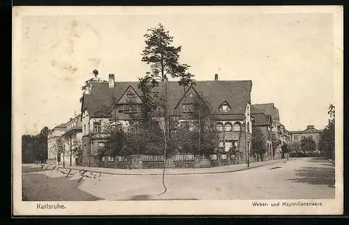 AK Karlsruhe i. B., Weber- und Maximilianstrasse
