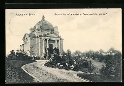 AK Mainz a. Rh., Krematorium mit Urnenhain auf dem städtischen Friedhof