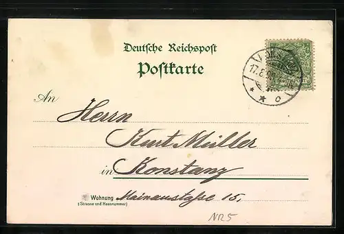 Lithographie Konstanz, Totalansicht mit Münster