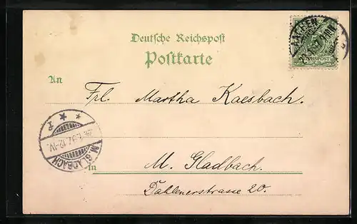 Lithographie Aachen, Kaiserplatz, Rathaus