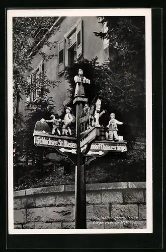 AK Rothaus, Wegweiser Schluchsee St. Blasien und Donaueschingen