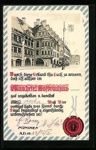 AK München, Hofbräuhaus mit Strassenpartie