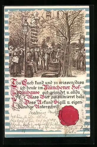 AK München, Hofbräuhaus mit Gästen im Hof