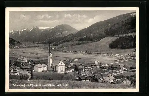 AK Sillian, Ortsansicht mit den Lienzer Dolomiten
