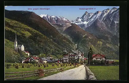 AK Oetz, Ortsansicht gegen Acherkogel
