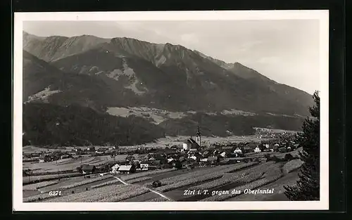 AK Zirl, Ortsansicht gegen das Oberinntal