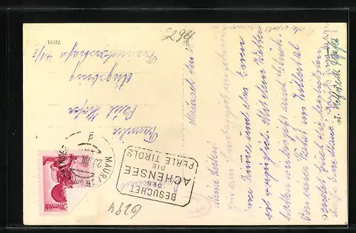 AK Bad Hintertux /Zillertal, Ortspartie mit Bergen