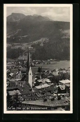 AK Zell am Ziller, Teilansicht mit Kirche und der Gerlossteinwand