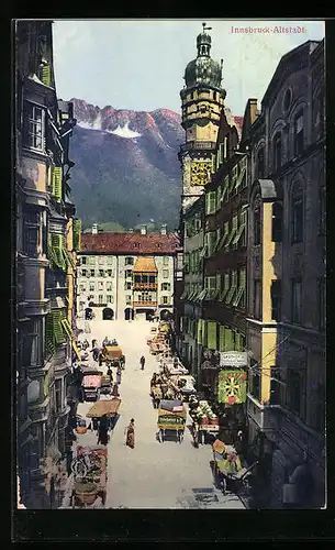 AK Innsbruck, Altstadt mit Marktständen