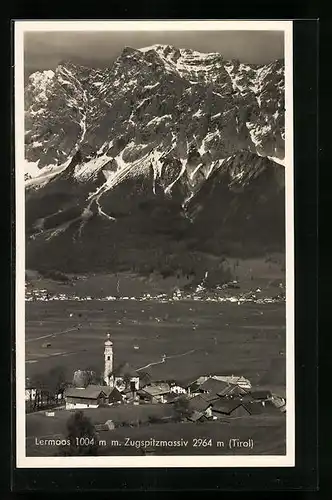 AK Lermoos, Ortsansicht mit Zugspitzmassiv