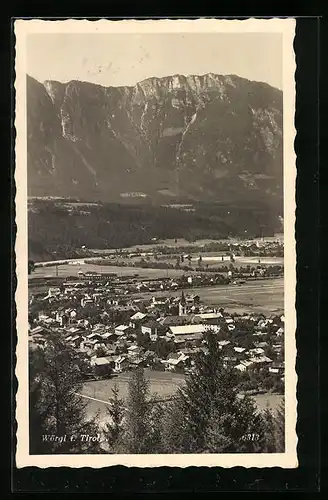 AK Wörgl, Totalansicht mit Bergpanorama