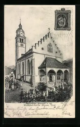 AK Absam, Wallfahrtskirche mit Marienbild