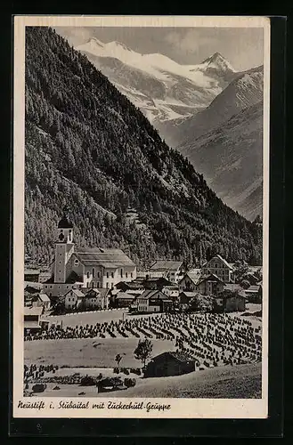 AK Neustift, Zuckerhütl-Gruppe mit Kirche