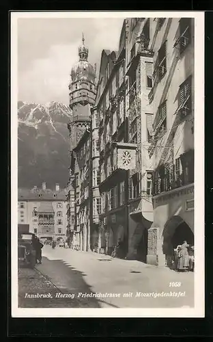 AK Innsbruck, Herzog Friedrichstrasse mit Mozartgedenktafel