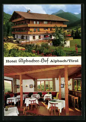 AK Alpbach, Hotel Alpbacher-Hof mit Speisesaal
