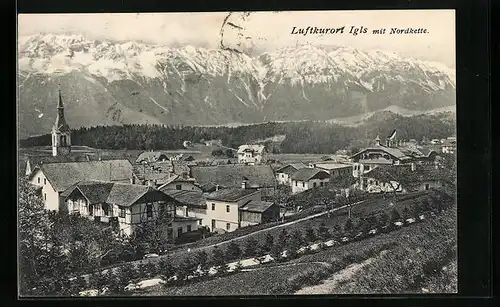 AK Igls, Ortsansicht mit Nordkette