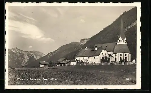 AK Eben am Achensee, Ortspartie mit Kirche