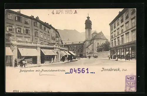 AK Innsbruck, Burggraben mit Franziskanerkirche