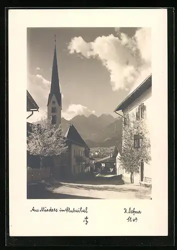 AK Mieders im Stubaital, Strassenpartie bei der Kirche