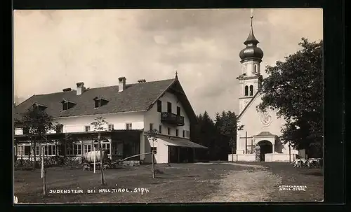 AK Judenstein, Ortspartie mit Kirche