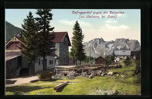 AK Lienz, Defreggerhof gegen die Dolomiten