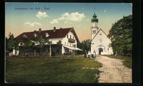 AK Judenstein, Ortsansicht mit Kirche