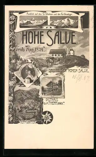 AK Hopfgarten, Hohe Salue, Gasthaus zum Thenn, Ortsansicht