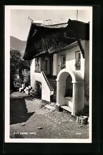 AK Zams, Ortspartie mit altem Haus