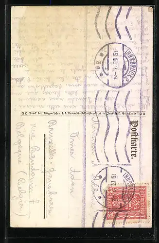 Lithographie Innsbruck, Gasthaus zur goldenen Rose