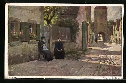 Künstler-AK Paul Hey: Plauderstündchen an einem Sommerabend