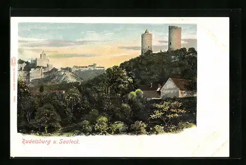 AK Saaleck, Ortsansicht und Rudelsburg