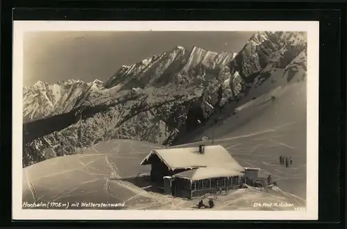 AK Garmisch, Berggasthaus Hochalm im Winter