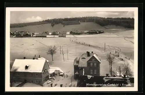 AK Carlsfeld im Erzgeb., Ortspartie im Schnee