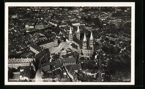 AK Bamberg, Dom mit Strassenpartie, Fliegeraufnahme