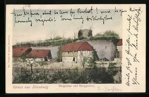 AK Hornburg, Burgruine und Burggraben