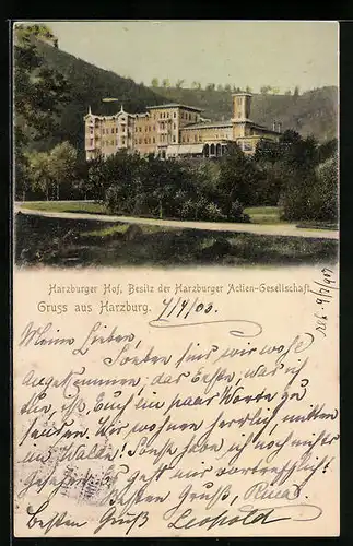 AK Harzburg, Hotel Harzburger Hof aus der Ferne