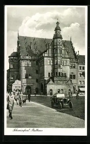 AK Schweinfurt, Strassenpartie am Rathaus