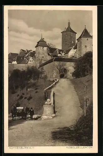 AK Rothenburg o. T., Strassenpartie am Kobolzellertor