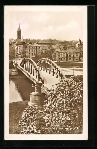 AK Minden i. W., Weserbrücke und Wesertor