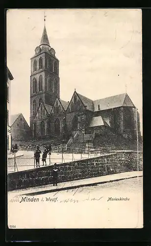AK Minden i. W., Strassenpartie vor der Marienkirche