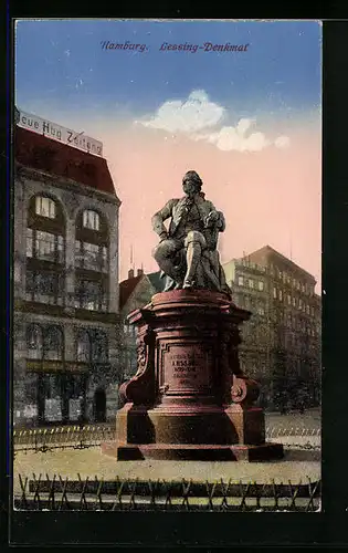 AK Hamburg-Neustadt, Blick zum Lessing-Denkmal
