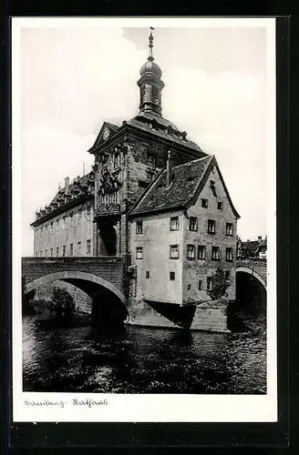 AK Bamberg, Ansicht des Rathauses am Ufer