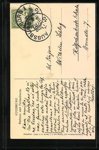 AK Augsburg, Rathaus und Perlachturm