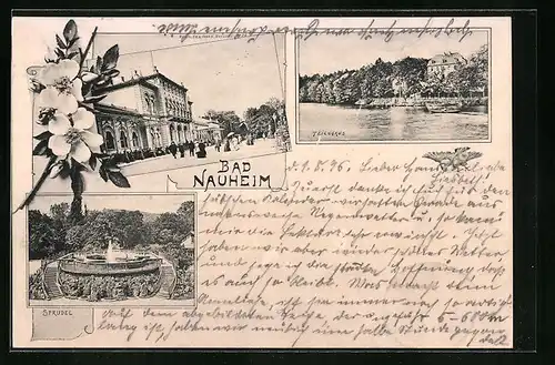 AK Bad Nauheim, Kurhaus, Teichhaus, Sprudel