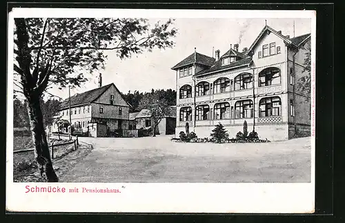 AK Schmücke, Ortspartie mit Pensionshaus