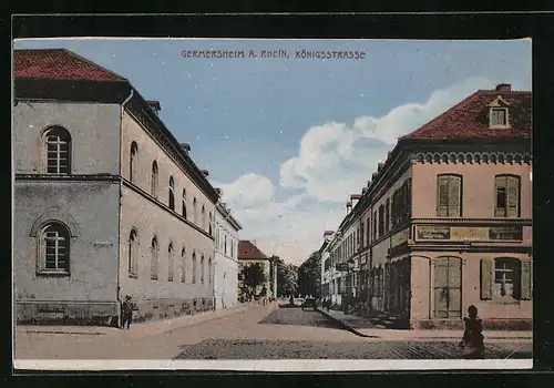 AK Germersheim a. Rhein, Königsstrasse mit Passanten