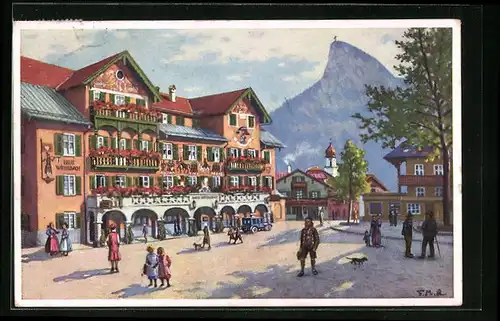 AK Oberammergau, Haus Wittelsbach am Hauptplatz