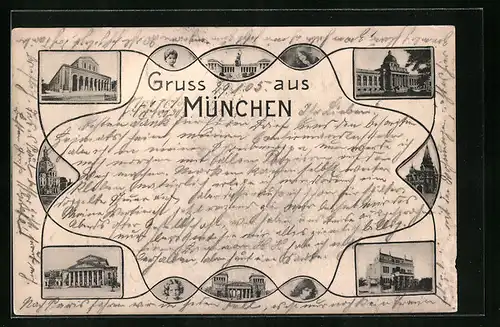 AK München, Klassizistische Sehenwürdigkeiten