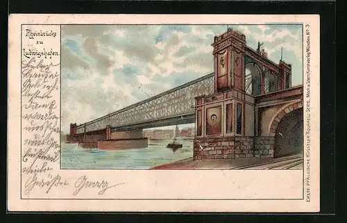 Lithographie Ludwigshafen, Rheinbrücke