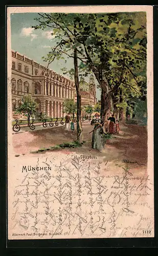 Künstler-AK Karl Heinisch: München, Hofgarten